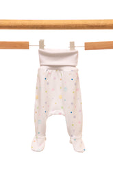 Babybukse med fot og boblemønster